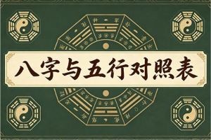 八字与五行对照表
