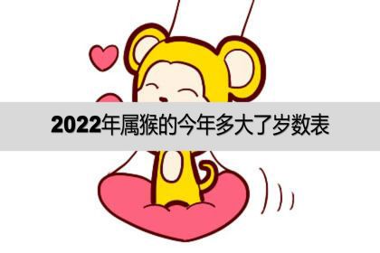 2022年屬猴的今年多大了歲數表